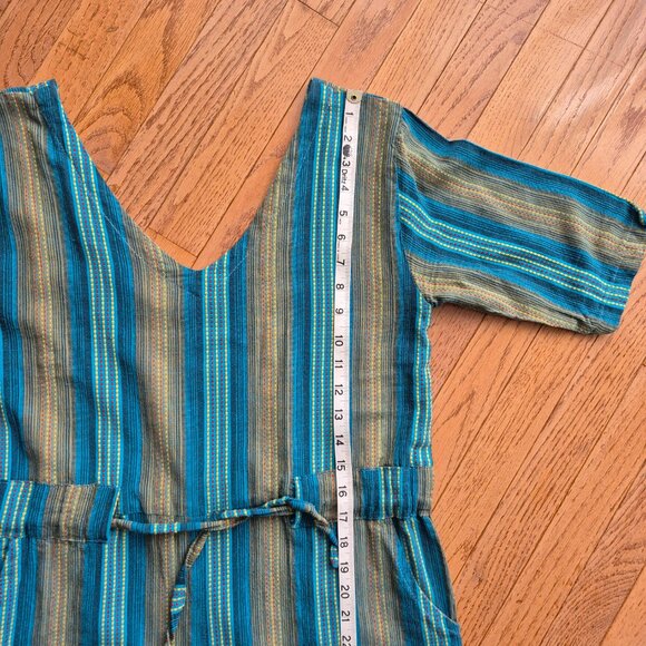 Ark Imports Boho Striped Wide Leg Jumpsuit Nepal Made Adjustable Waist M/L - Picture 12 of 15